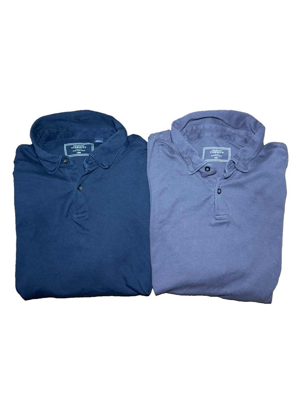 LOT OF 2 Charles Tyrwhitt Long Sleeve Polo Men's Large Gray Navy Blue Casual